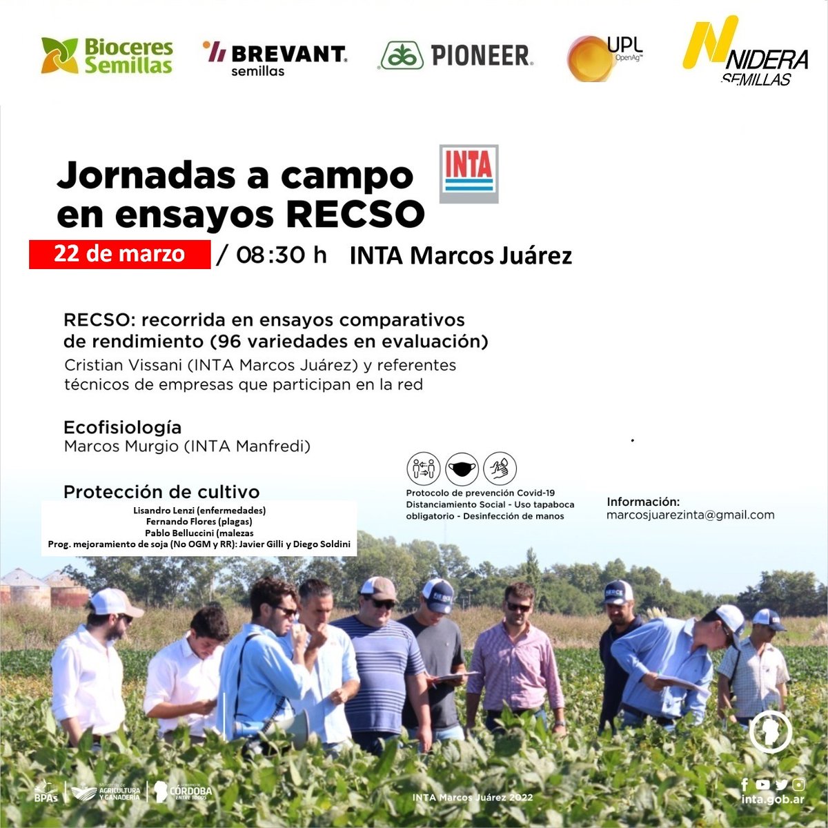 #SOJA en la continuidad de la #AgendaINTA de Marcos Juárez con la recorrida a campo el MARTES 22/3 por ensayos de la RECSO🌱 en el campo experimental del INTA Marcos Juárez + enfermedades/plagas/malezas/mejoramiento/ecofisiología
