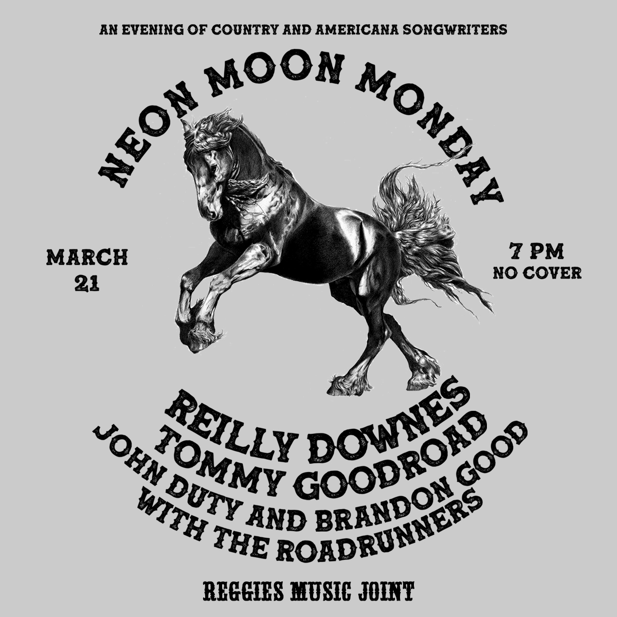reggieslive's tweet photo. Reilly Downes, Tommy Goodroad, John Duty, Brandon Good, and The Roadrunners take over the Music Joint this upcoming Neon Moon Monday! https://t.co/LObRK19rPj