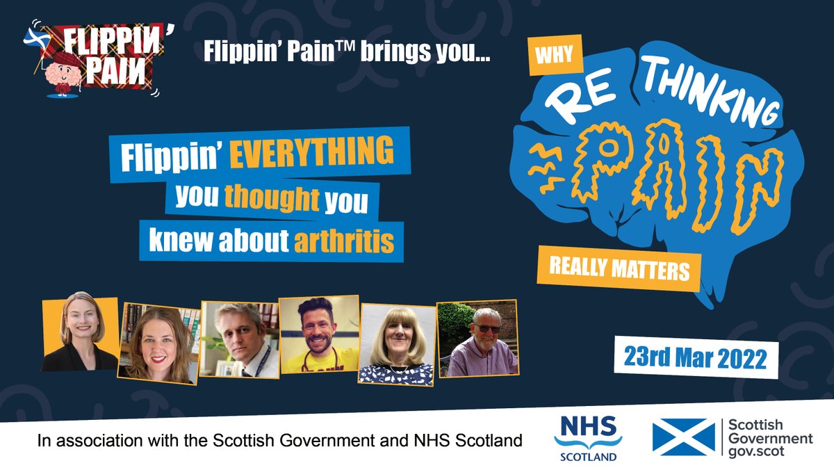 FlippinPain's tweet photo. Hear from experts and people with a lived experience of pain! Join our panel in our final webinar of the series:

"Flippin' everything you thought you knew about arthritis" 
23/3/22 @ 12:00 (UK)

Bookings are still open: https://t.co/0MR7UaG4df https://t.co/FTDOrWZwZZ