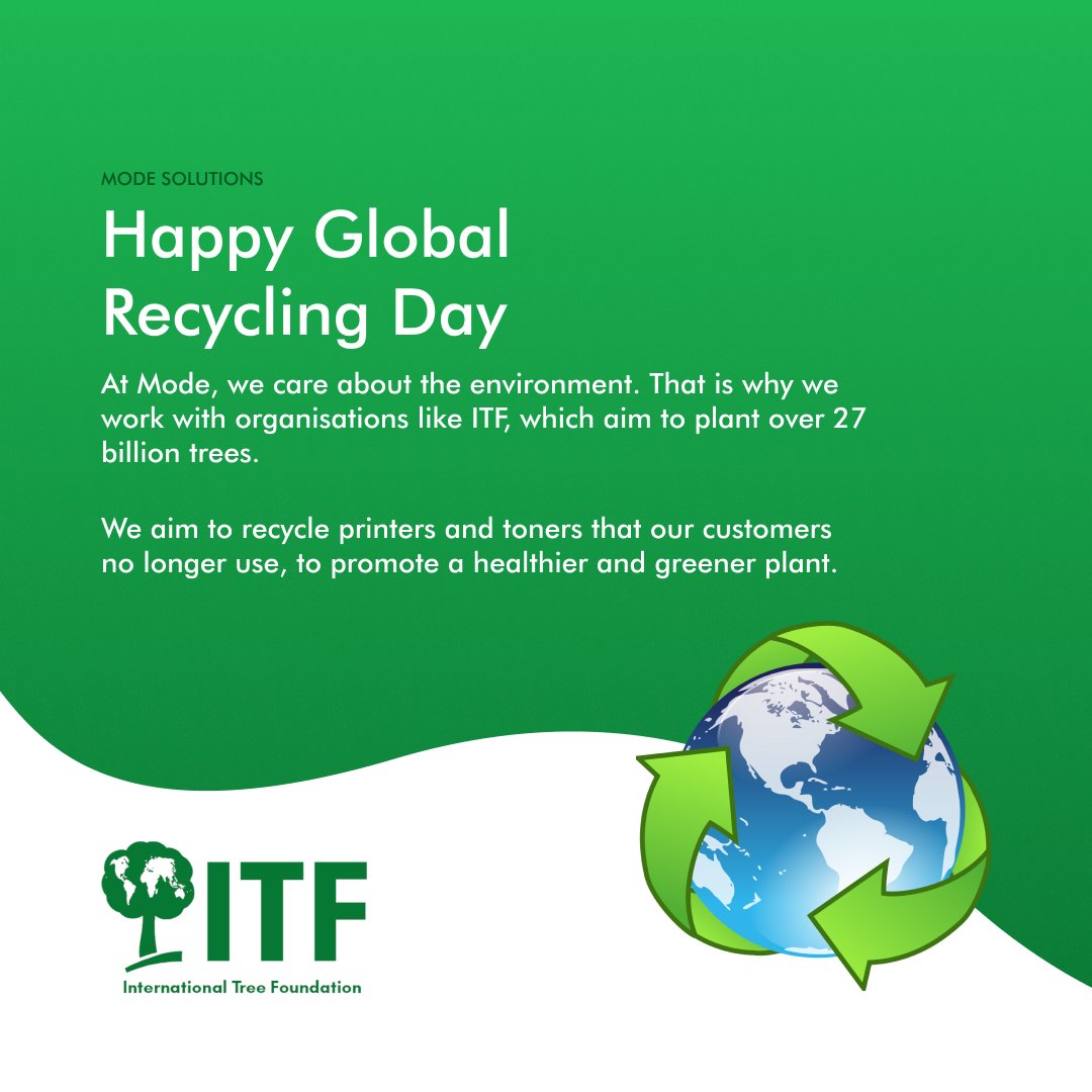 ModeSolutions's tweet image. Happy Global Recycling Day! ♻️ At Mode, we are committed to reducing our wastage. We always aim to reduce, reuse and recycle our printers + toners!⁠
⁠
#climatechange #savetheplanet #eco #earth #planet #globalrecyclingday