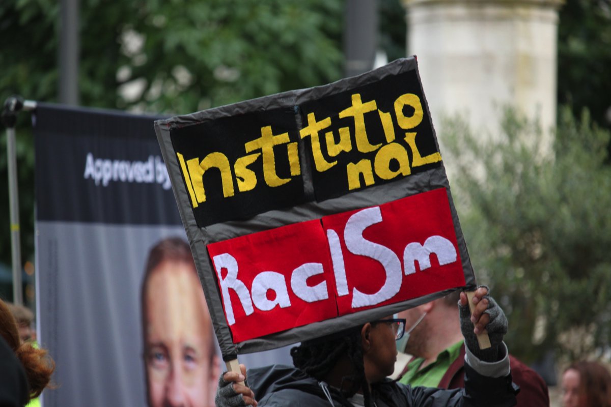 patwaprofessa's tweet photo. this is the #ProtestingSewell banner
(these pics from protesting in St Peters Sq outside Tory conference last Sept) 

back again in St Peters Sq today for #ChildQ 

come take a photo
#DocumentingBlackHistory
@KidsOfColourHQ @NExclusions 
#NoPoliceInSchools  @npolicemonitor #BLM https://t.co/xMslcrikqH