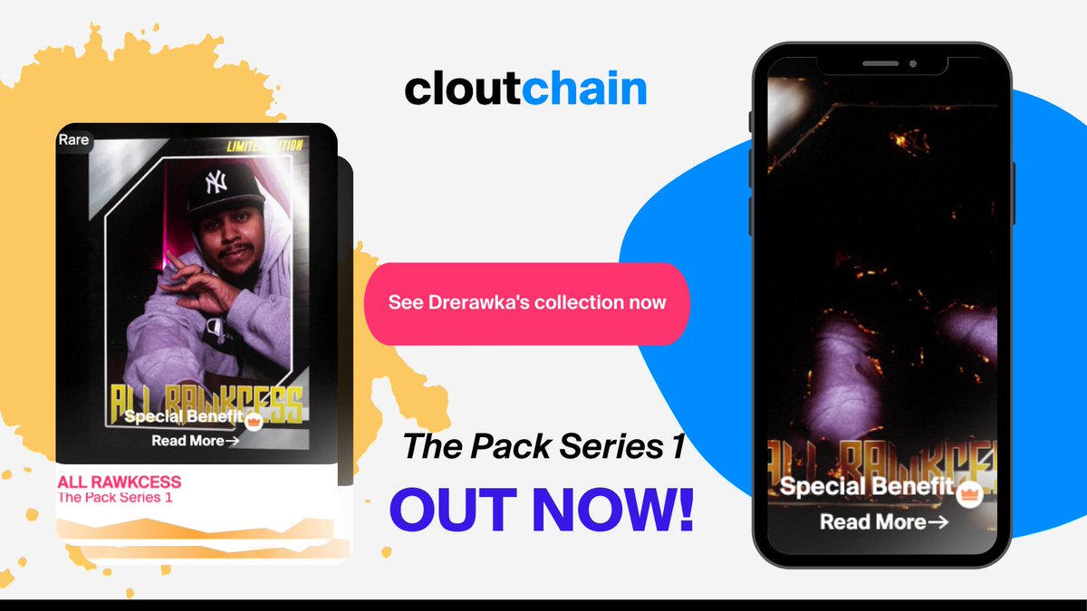 cloutchainIO's tweet photo. Guess what?! Drerawka's The Pack Series 1 collection is OUT NOW! Lots of exclusive perks are in store for his fans, so if you haven't checked out his Cloutchain page yet, now's the best time. 

Here's the link to Drerawka's Cloutchain page: https://t.co/kqaloqfQyC 🙌 https://t.co/MQM3uQEln3