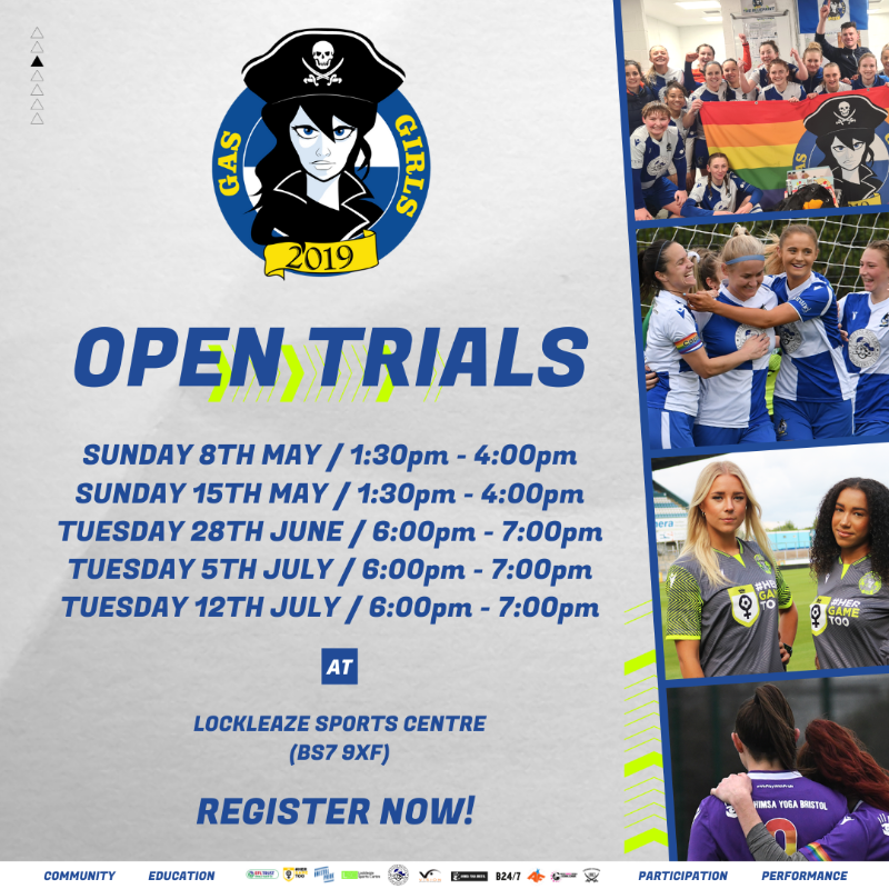 Official_BRWFC's tweet photo. ⚽ Registrations for our next #GasGirls 'Open Trials' are now now open!

📅 We have 5️⃣ sessions available across May, June &amp; July at @LockleazeSport 

ℹ For more info and to register, click below ⬇🔵⚪

#BristolRovers #UTG #UTGG