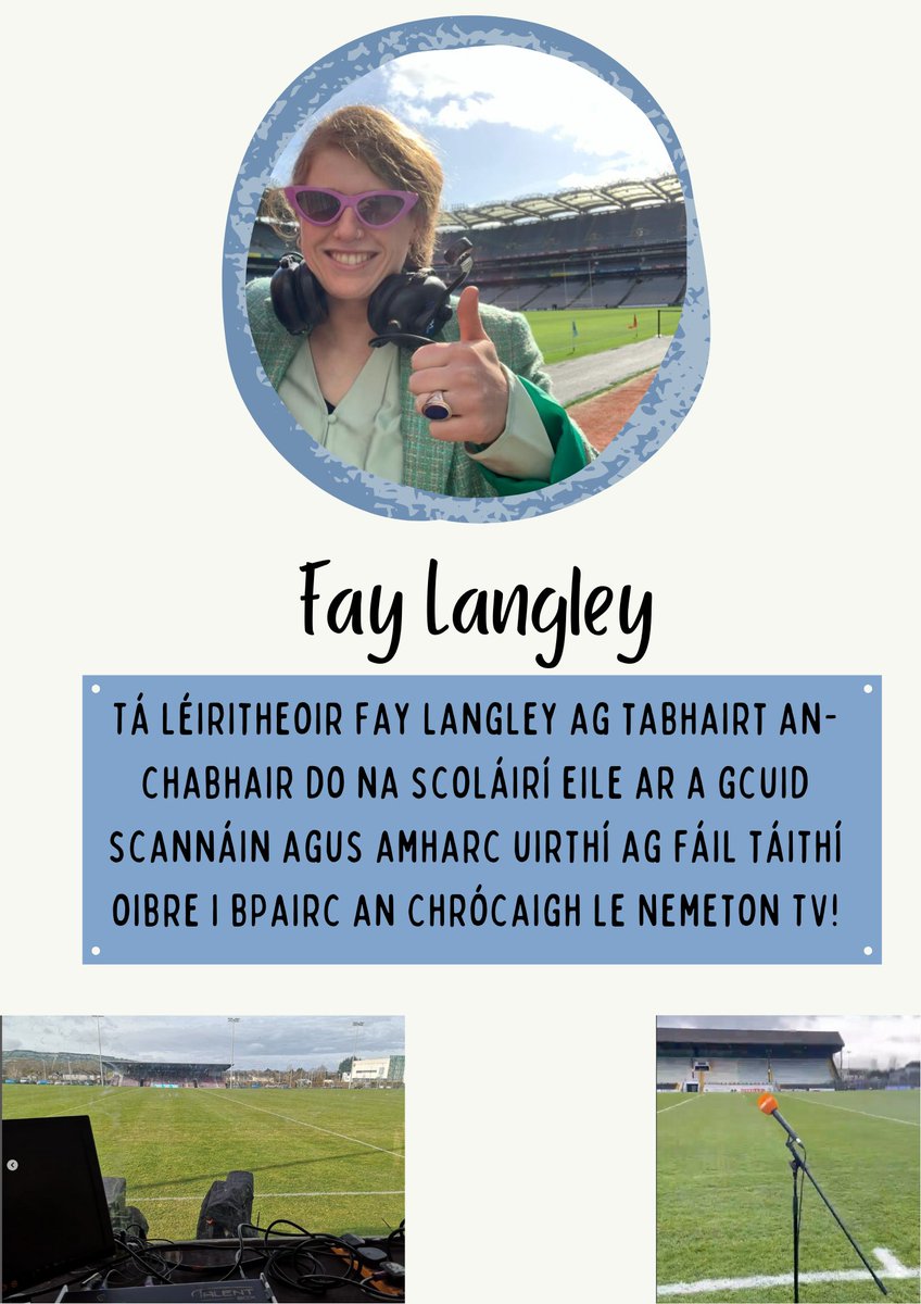 OiliuintNemeton's tweet photo. Fay Langley
🌟🌟🌟🌟🌟
Tá léiritheoir Fay Langley ag tabhairt an-chabhair do na scoláirí eile ar a gcuid scannáin agus amharc uirthí ag fáil táithí oibre i bPairc an Chrócaigh le Nemeton TV!
@UdarasnaG @nemetontv @waterfordit @CrokePark
#StudyatWIT #agteachtgoluath #radio https://t.co/AZzZeUJLdo