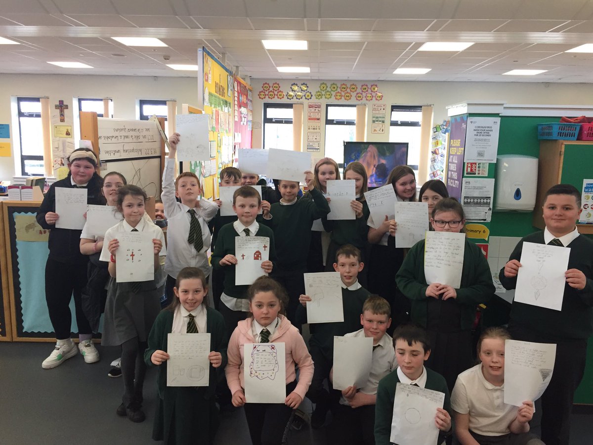 StPatsKilsyth's tweet photo. A big thank you to Mrs. McGrath for coming and talking to our P6-7s today as part of @SCIAF  #dayofprayer The children are pictured with their own prayers that they wrote during the sessions. https://t.co/VgVrZxCPB5