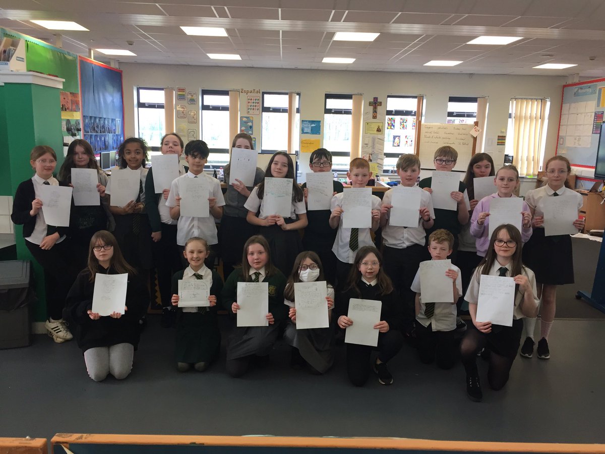 StPatsKilsyth's tweet photo. A big thank you to Mrs. McGrath for coming and talking to our P6-7s today as part of @SCIAF  #dayofprayer The children are pictured with their own prayers that they wrote during the sessions. https://t.co/VgVrZxCPB5