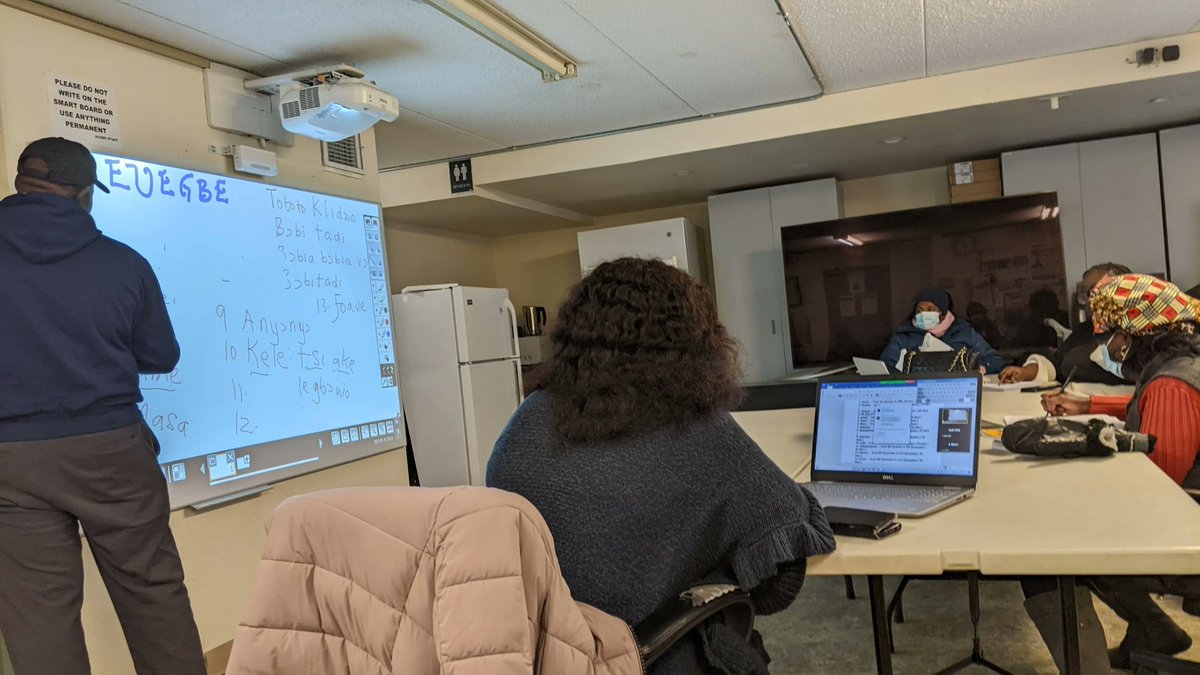 Flashback to the last Ewe language class in February! Grateful we were able to offer a hybrid option on Zoom and in person thanks to the generous support of an ECSP grant from the Government of Manitoba Multiculturalism Secretariat