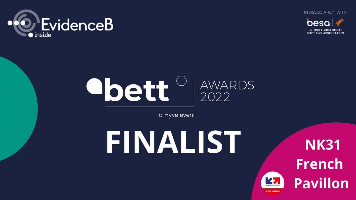 #EvidenceB will be at <a href="/Bett_show/">Bett Global</a> next week on the French Pavillon NK31. 
👉 More info about BETT Awards finalist EvidenceB and adaptive learning: uk.bettshow.com/bett-suppliers…  
<a href="/TdeVul/">Th de Vulpillières</a> <a href="/Ji_Cairns/">Jill Cairns</a> @kdevul <a href="/mero_philippe/">Philippe Mero</a> @Business_France_UKIE <a href="/bckruger/">Skychologist</a> @didierplasse  
#edtech #BETT2022