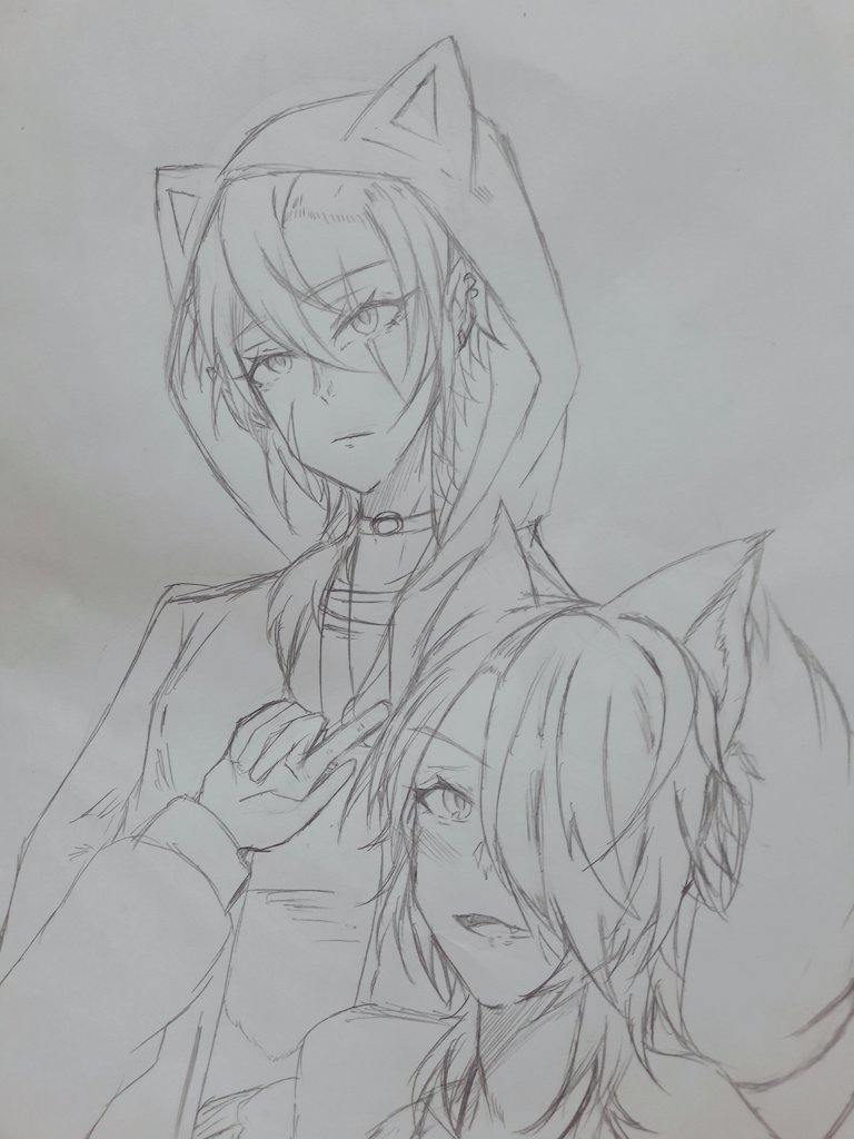 xxNoLongerHuman's tweet photo. Ah~~~ Missing the Aoi &amp; Akane's first proper art I draw after their character concept arts…

yes it's old art repost!!!

Them: @hydrangea_nekoV (Aoi) &amp; @red_wolfVT (Akane) https://t.co/dTJ82YW5V1