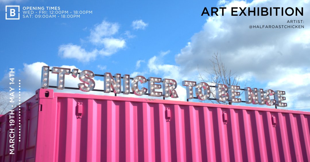 bloqsuk's tweet photo. 'It's Nicer To Be Nice' exhibition is here ! 🔥
Artist: Half a Roast Chicken also known as Eve De Haan presents a pink immersive experience outside our Kitchen and Bar.
#artexhibition #enfieldwinterlights #buildingbloqs #london #workshop #openaccessworkshop #meridianwater https://t.co/ZAw9GqADeV