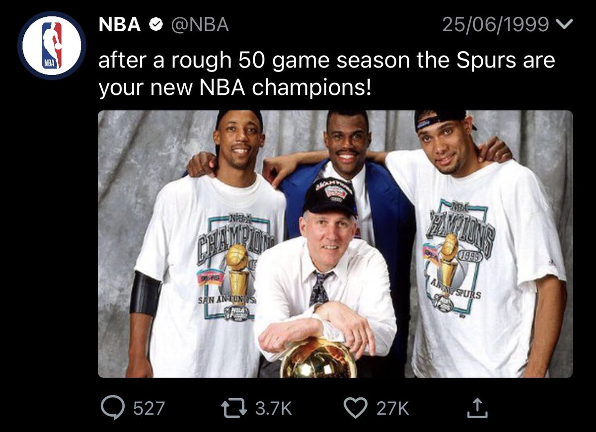 RT @oldnbatweetz: NBA Twitter reacts to the Spurs winning the 1999 NBA Championship https://t.co/Yco4vLrxXI