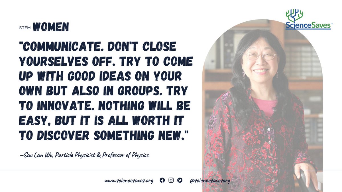 ScienceSavesOrg's tweet photo. #WomeninSTEM
Sau Lan Wu is a Chinese American #particlephysicist best known for her contributions toward the discovery of the J/psi particle, which provided experimental evidence for the existence of charm quark. ⚛️ https://t.co/1wnhL7U094