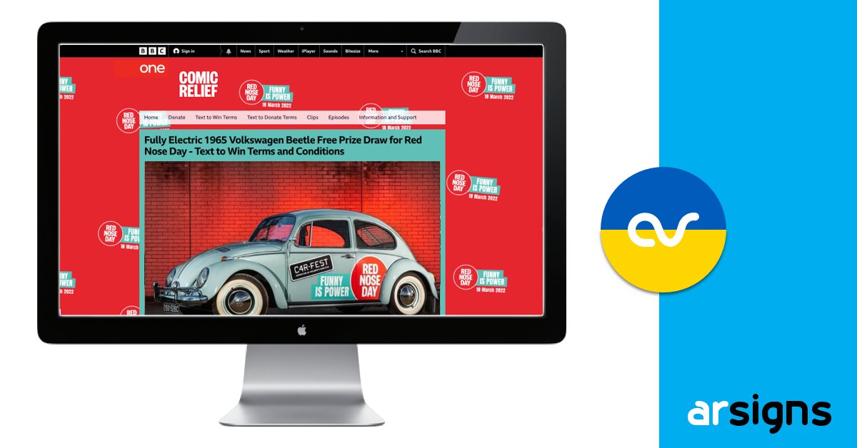 ArSigns's tweet image. A light comic relief for today's #FineSignFriday! 

What do you make of this electric VW Beetle (#vehiclegraphics courtesy of ourselves) donated to #comicrelief by @kaaimansint. 

You can win this fully electric '65 #VW #Beetle by visiting the @comicrelief website.