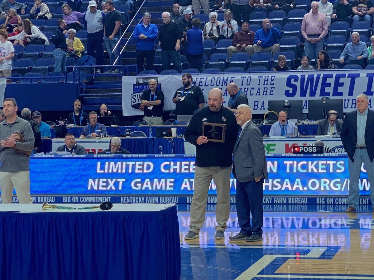 BGHSPurplesNews's tweet photo. Congratulations to @DGSherrill00003, who was recognized for 450 career wins today at the Boys Sweet 16! https://t.co/QUM3qROBkC