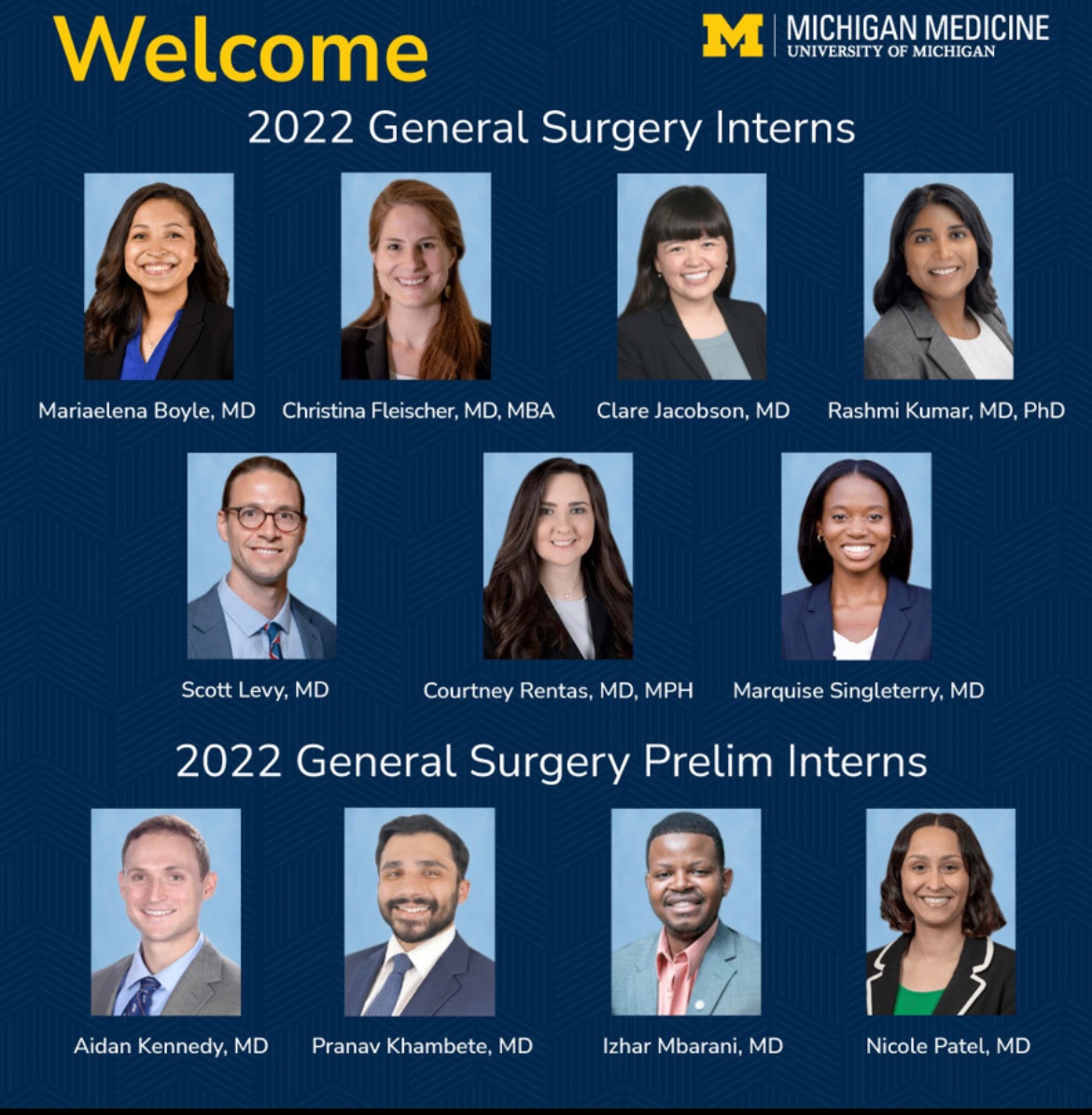 BrookeBredbeck's tweet photo. Congrats to all our new @UMichSurgery residents! Can’t wait to work with you all! https://t.co/oamQwPgkzU