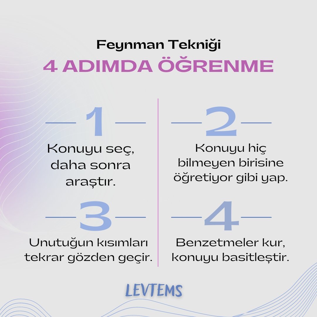levtems's tweet photo. Feynman Tekniği, bir konu veya kavramı daha kalıcı ve etkili öğrenmek için ünlü fizikçi Richard Feynman tarafından ortaya atılmış bir öğrenme tekniğidir.
🌐https://t.co/34ZZDTR5i2
#feynmantekniği #bilgi #like #mechanical #fizikçi #richardfeynman #F35 #garanti #boğazici https://t.co/tHvMngbmK4