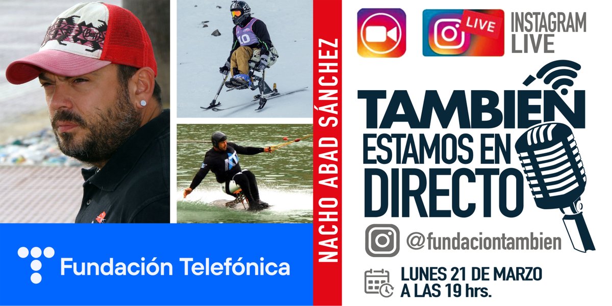 Fund_Tambien's tweet photo. LUNES 21 a las 19 hrs, gracias a @fundacionTef, contaremos con Nacho Abad Sánchez. Lesionado medular, apasionado del deporte y la aventura. Practicante de #buceo y #esquí que nos acercará al mundo del #Sitwake.¡Os esperamos en los directos de #fundaciontambien en #instagramlive! https://t.co/L0WrYYexka