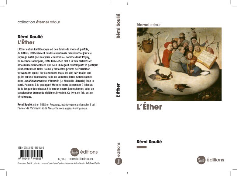 remi_soulie's tweet image. Deux nouvelles parutions dans les prochains jours : L’Ether, qui est en quelque sorte la suite de Racination, et Les Âges d’Orphée. Un grand merci à François Bousquet, @LaNouvelleLibr1 et à leurs équipes, notamment, Patrick Lusinchi (@vieilleeurope) et Anne Letty !