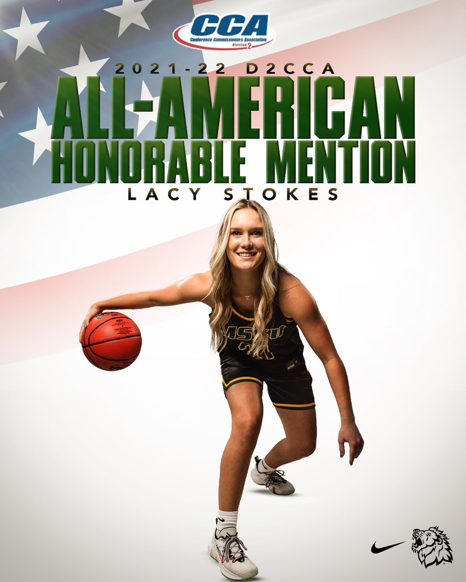Lacy Stokes is an ALL-AMERICAN!!!! Becoming the 9th Lion overall and 1st freshman ever named All-American, Melissa Grider was the last Lion to be named an All-American in the 1995-96 season. #LetsRoar