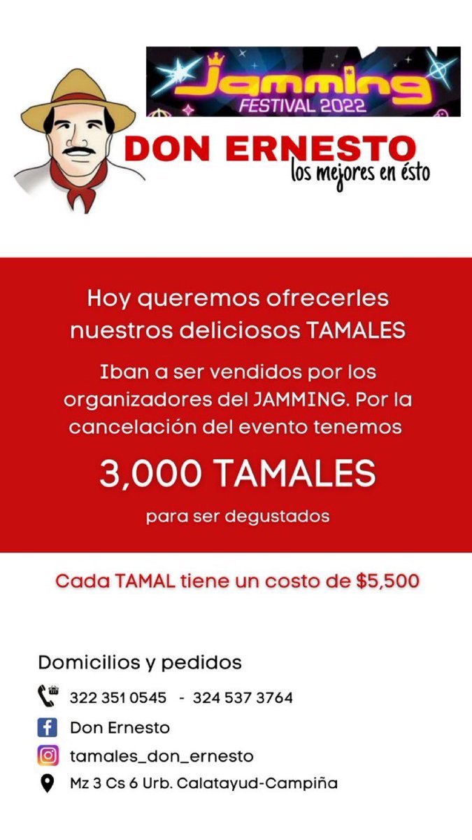 🆘 Muchas personas se quedaron con comida lista. Incluso muchos pidieron préstamos para poder hacer sus ventas durante este fallido festival del Jamming. 

Me uno para difundir y que al menos no pierdan tanto dinero. 

Acá los recibo y les ayudo. 
Pido a ustedes RT 🙏🏼

⬇️⬇️⬇️