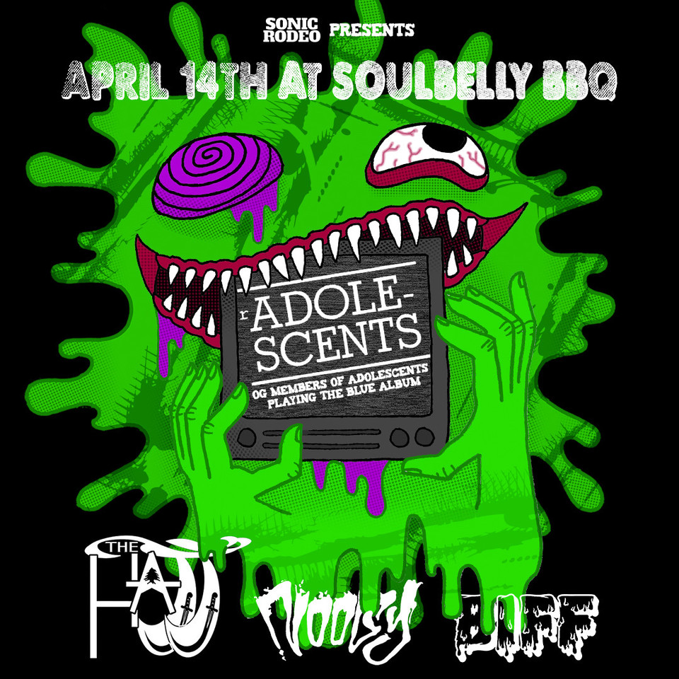PulsarSmash702's tweet photo. The RADOLESCENTS take over Soulbelly Thursday April 14th! Don’t miss OG members of the Adolescents performing the self-titled album, along with The Hajj (Cyprus), Noogy (TX) and Biff! Tickets on sale now at https://t.co/WnOYmwYqfW #punk #punkrock #adolescents #vegas #vivaweekend https://t.co/sExPkEcule