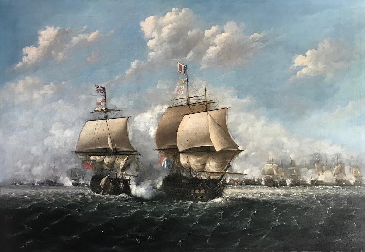 The progression of cleaning, filling and inpainting a dramatic naval battle. #capecodpictureframing