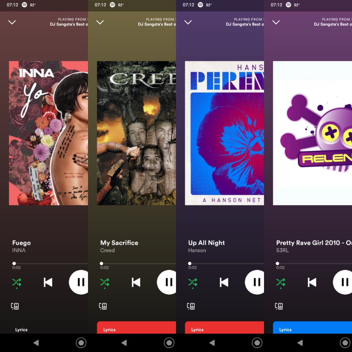 DJSangsta's tweet photo. #First4Songs on 3-16-22: #Fuego by #Inna, #MySacrifice by #Creed, #UpAllNight by #Hanson, #PrettyRaveGirl by #S3RL.
#music #DJSangsta #musicislife #Spotify #musicismyescape #oooShiny https://t.co/NMVd0rxU6d