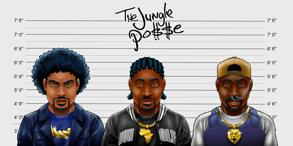 🚨 The Jungle Po$$e 🚨

1,989 #NFTs using assets hand-drawn by <a href="/SKAM2/">SKAM2?</a> (google him)

He produced 12 custom 1/1s + 322 unique assets:
-base characters
-hair/hat
-eyes/sunglasses/facial expressions
-shirts
-jackets
-necklaces/pendants
-backgrounds

Po$$e up: discord.gg/genesistapes