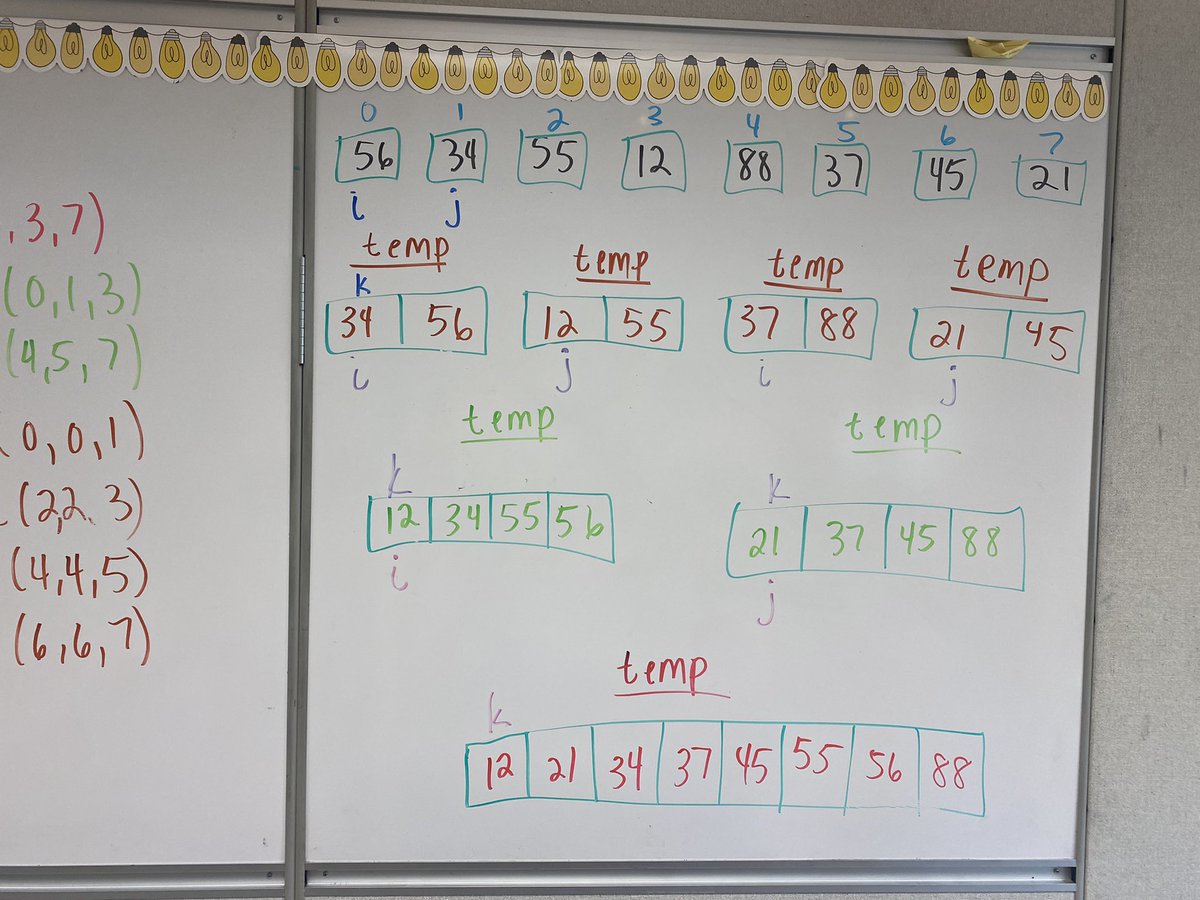 MsChoe27's tweet photo. AP #ComputerScience is learning their merge sorts!!! 🤯 https://t.co/CO0oXBxmkn