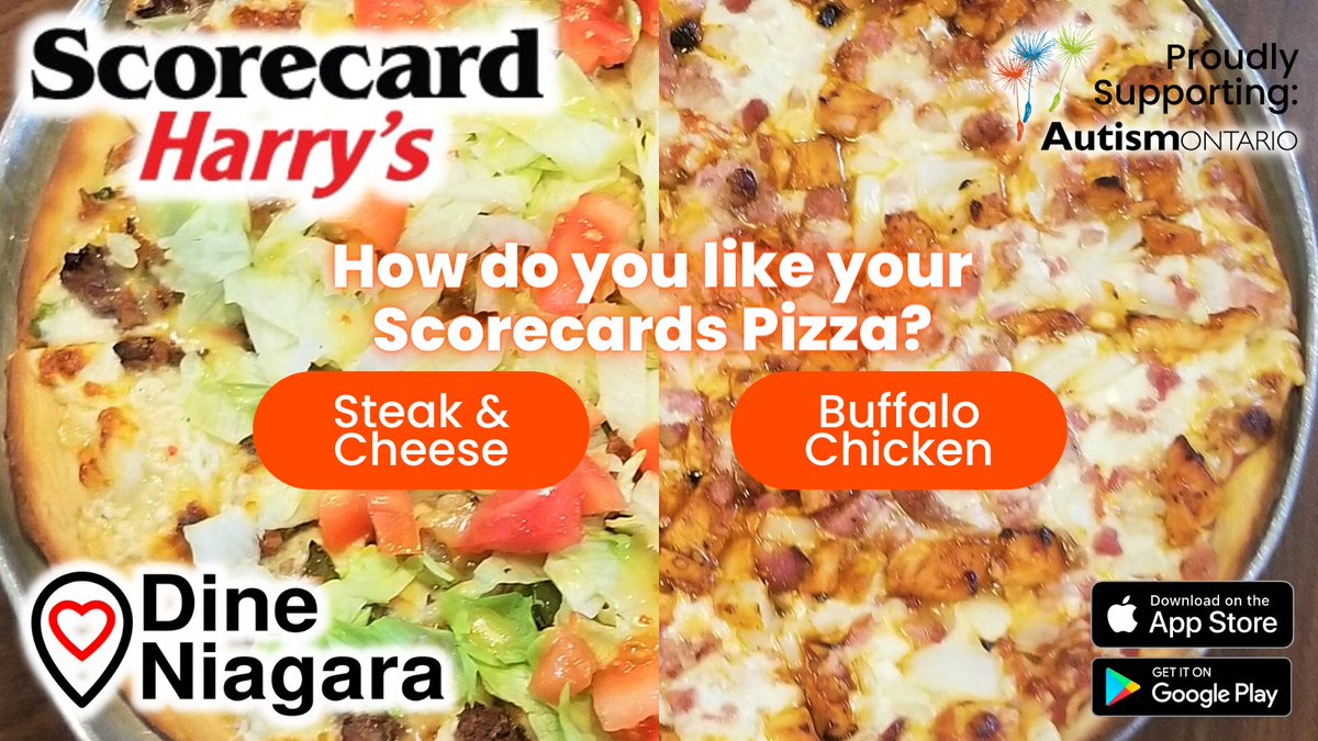 dine_niagara's tweet photo. What's your go-to pizza choice? Have you tried the specialty pizzas at @ScorecardHarrys? Pick your favourite and order up for pickup or delivery in our app or online and support local! https://t.co/lUUTM2d4yp #supportlocal #ourhomestc #portdalhousie #pizza #takeout #delivery https://t.co/es9whzLAUO