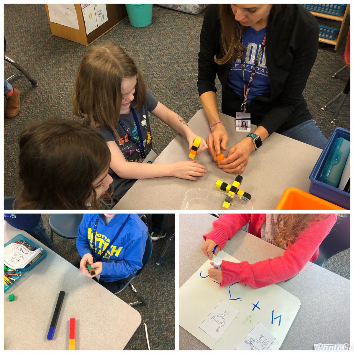 The continuation of learning after a teacher lab is so exciting!!! @jillann_west utilized the progression of learning from concrete to pictorial to abstract with her kindergartners at @BaldwinRcs #RCSpride #elemmathchat #YouCubed #teacherlab