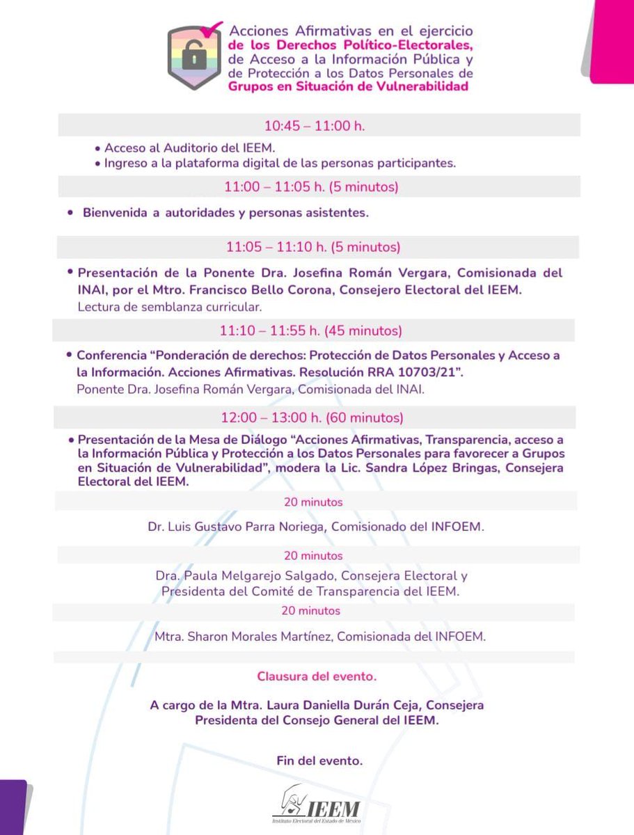 Sejecutiva1's tweet photo. #Progama Acciones afirmativas en el ejercicio  de los Derechos Político-Electorales de Acceso a la Información Pública y Protección a los Datos Personales de Grupos en Situación  de Vulnerabilidad 
#EnVivo | 🔴
https://t.co/2HmprpL7C7 https://t.co/4cmjhs6eUq