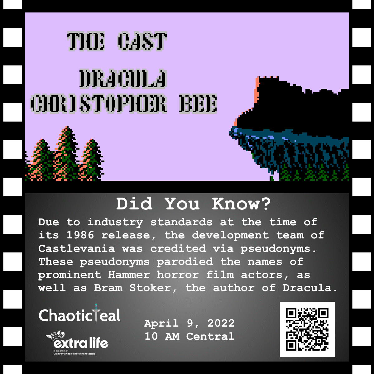 ChaoticTeal_EL's tweet photo. Just 3 weeks to go until the next event!
#ExtraLife #ChangeKidsHealth #Castlevania https://t.co/efcpxaoij8