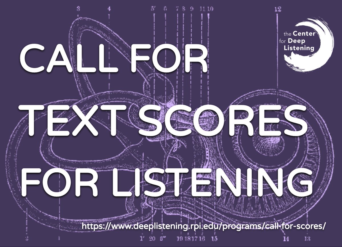 4 more weeks to submit your score to "A Year of Deep Listening," in celebration of Pauline Oliveros' 90th birthday! Listening for disarmament? Listening beyond borders? Listening to the earth? WE ARE ALL EARS… deeplistening.rpi.edu/programs/call-…