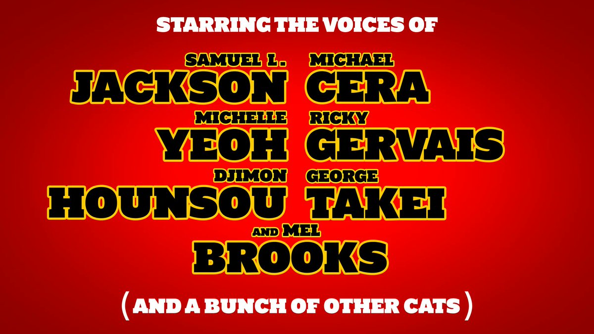 A legendary cast as you've never seen them before; Mel Brooks, Samuel L. Jackson, Ricky Gervais, George Takei, Michelle Yeoh, Djimon Hounsou &amp; Kylie Kuioka enter the world of Samurai... as cats! And one dog... Michael Cera.