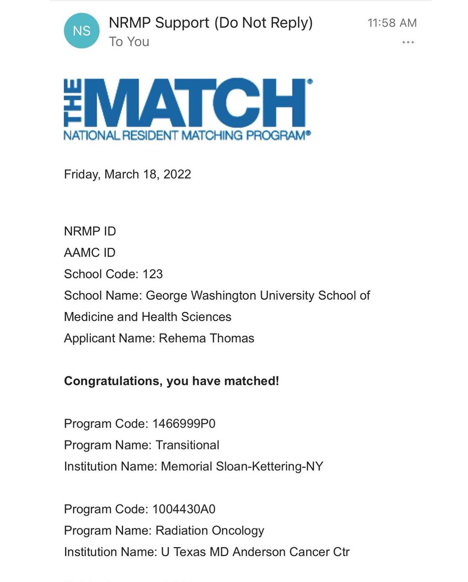 I matched at my NUMBER ONE!! MD ANDERSON CANCER CENTER RADIATION ONCOLOGY!!! Thank you God!!! @MDAndersonNews  #MatchDay2022 #SNMAMatch2022  #BlackDoctorsMatter #RadOnc ☢️☢️🎉🎉😆😆