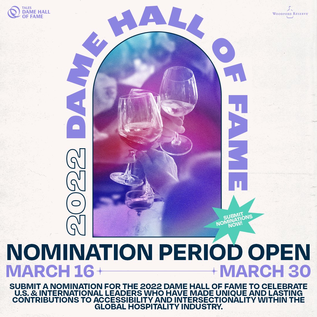 📣2022 <a href="/totc/">Tales of the Cocktail</a> Dame Hall of Fame nominations now open! 📣
Celebrate U.S. &amp; International leaders who have made unique and lasting contributions to accessibility and intersectionality within the global hospitality industry. Submit here: talesofthecocktail.org/events/dame-ha… #TOTCF