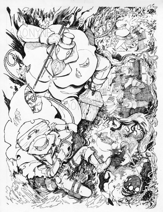 Here's a not-so-finished inked piece I did for class! The assignment was to do sequential art, which I decided to draw my plague doctor characters for :D 
#originalcharacters #traditionalart 