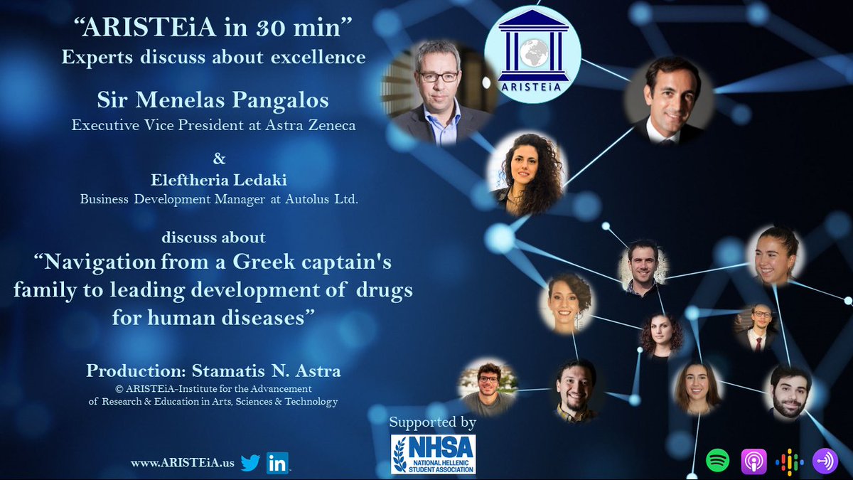 <a href="/Aristeia_US/">ARISTEiA</a> in 30' #podcast: "Navigation from a Greek captain's family to leading development of drugs for human diseases" w/ <a href="/MenePangalos/">Prof Sir Mene Pangalos FRS</a> &amp; Eleftheria Ledaki bit.ly/3ImO2JS