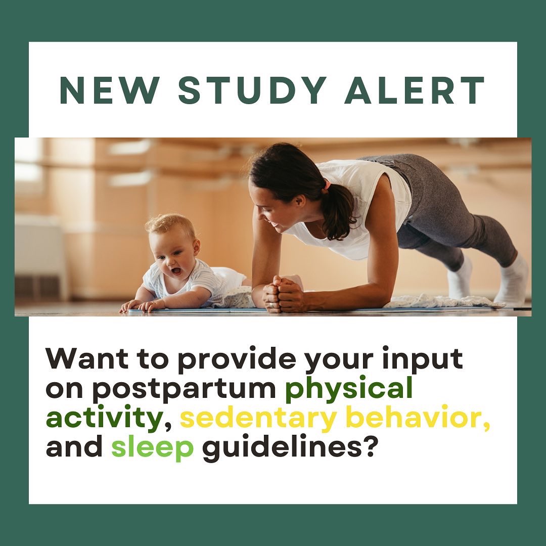 ExercisePreg's tweet photo. 📣 Please share your opinions with us about important considerations for upcoming postpartum physical activity, sedentary behavior, and sleep guidelines in Canada. The survey will take 15-20 minutes of your time.

Available in English and French: https://t.co/hfzrFXyShM https://t.co/kq6kDRa0WN