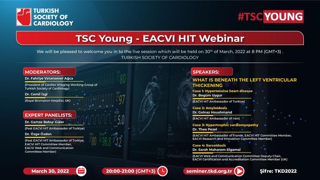 Save the date for new case-based webinar!
What is beneath the LV thickening?
From TSC Young &amp; EACVI HIT national ambassadors <a href="/TKDResmi/">Türk Kardiyoloji Derneği</a> #EACVI <a href="/AgcaFahriye/">Fahriye Ağca</a> <a href="/IzgiCemil/">Cemil Izgi</a> <a href="/golhou/">Golnaz Houshmand</a> <a href="/PezelT/">Théo Pezel</a> <a href="/Sarah_Moharem/">Sarah Moharem Elgamal, MBBCh, MSc, PhD👩🏻‍⚕️🫀</a> <a href="/gamzebaburguler/">Gamze Babur Güler</a> @drzgezdentok1 <a href="/uygurbegum_/">Begum Uygur</a>