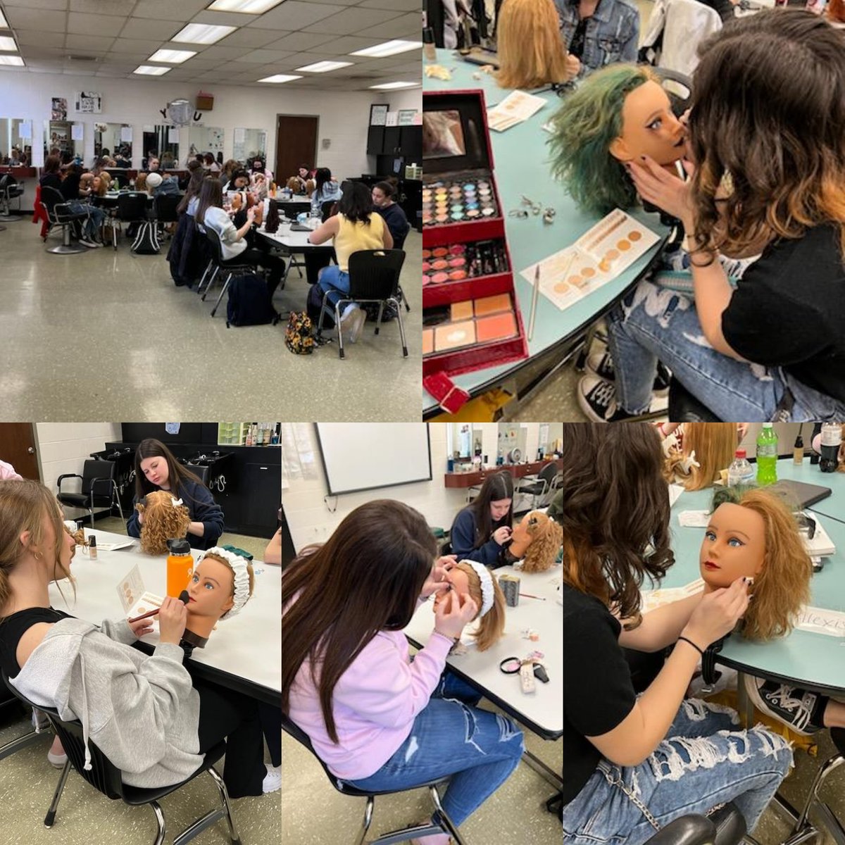 Cosmetology 2 students worked on perfecting their makeup skills in class. #ctebtec #cosmetology #makeup #practice #experience