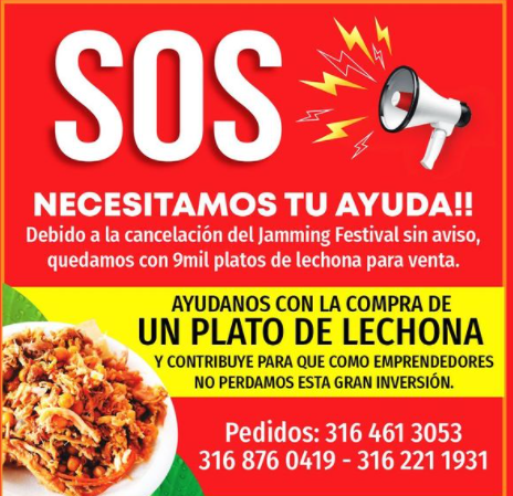 GermanPulido_'s tweet photo. NECESITAMOS TU AYUDA!!
Debido a la cancelación del Jamming Festival sin aviso, quedamos con 9mil platos de lechona para venta.

Valor: $10.000 plato
Cel: 3164613053 3168760419 3162211931 https://t.co/G0acg8K4Ib
