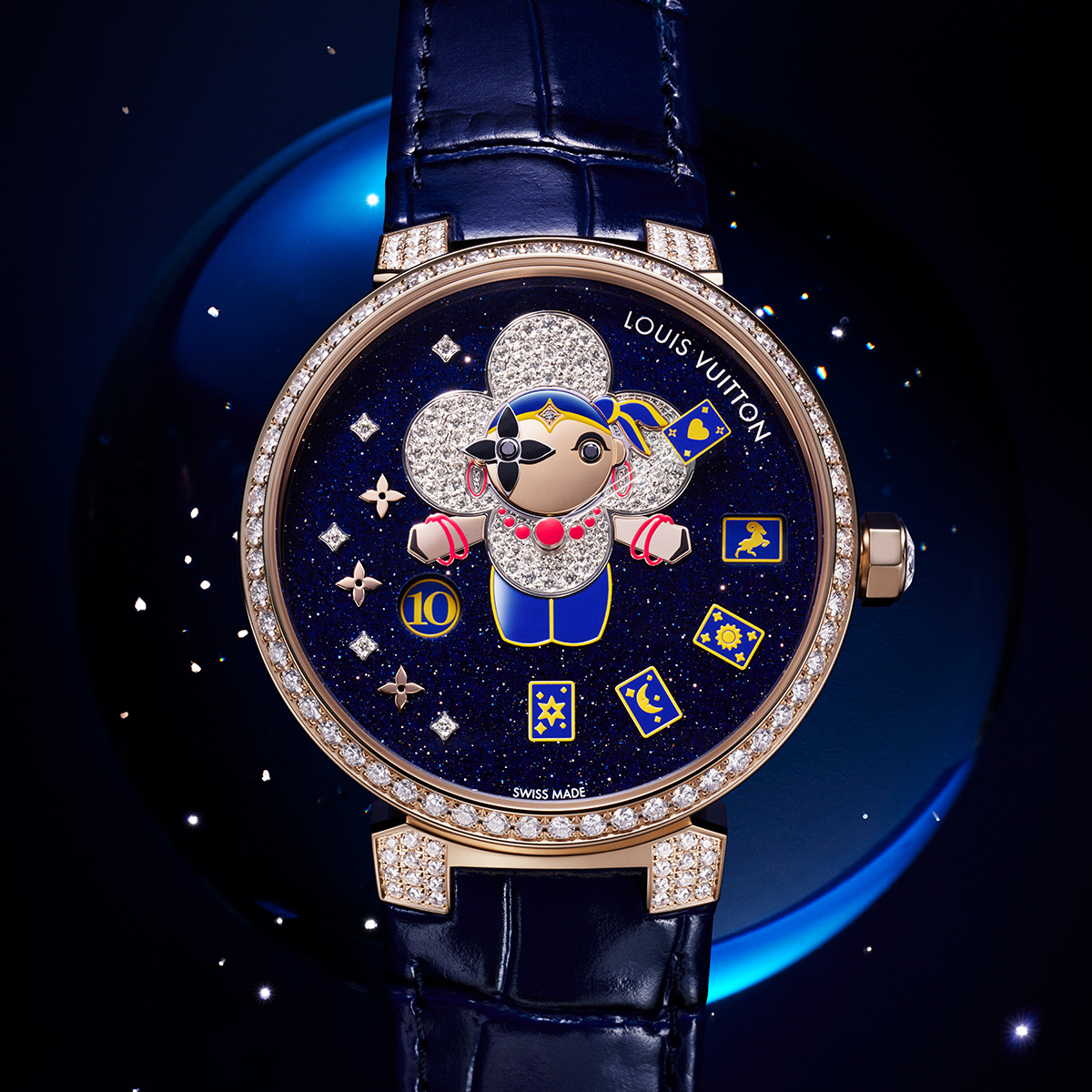 Louis Vuitton on X: Full of surprises. With the Tambour Slim Vivienne  Jumping Hour, #LouisVuitton whimsically reimagines how to reveal time  thanks to the Maison's mascot's animated performances. Discover the three  new