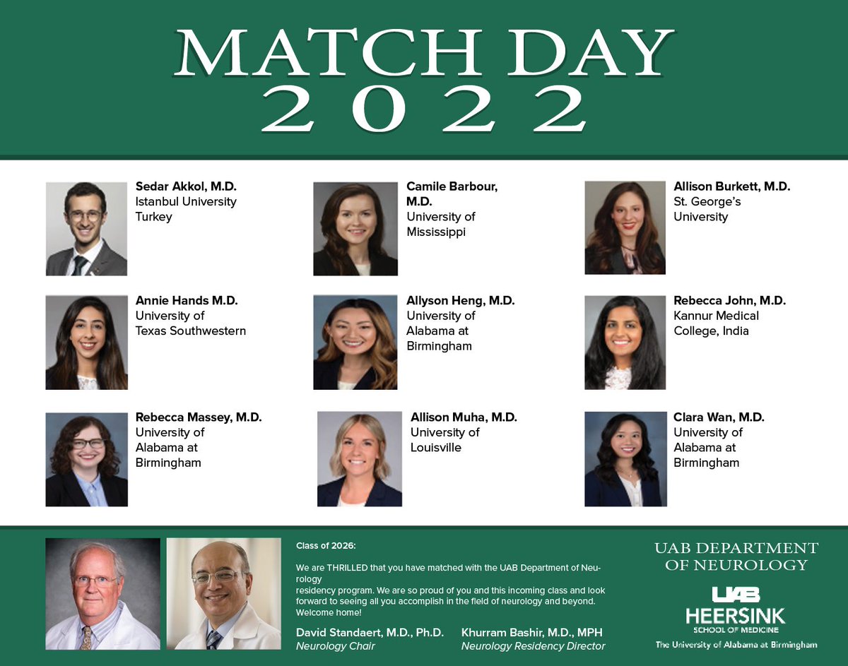 Here they are! Our #Match2022 UAB Department of Neurology Residency Class of '26. Our <a href="/uabneurores/">UAB Neurology Residency</a> future gets brighter every day. #neurotwitter