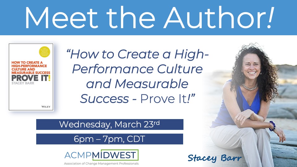 We're so excited for next week's #memberexclusive event! Attendees will be entered into a random drawing for a chance to win a copy of  <a href="/staceybarr/">Stacey Barr</a>'s book, "How to Create a High-Performance Culture and Measurable Success - Prove It!” 

Register here: ow.ly/7juH50ImJMy