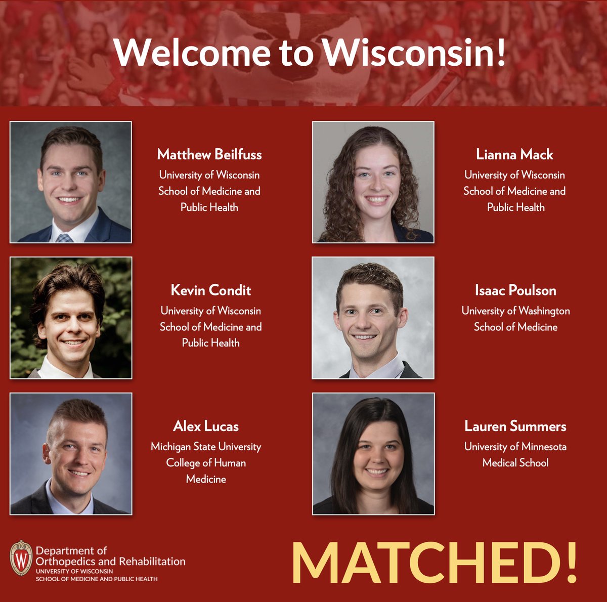 We are excited to announce our outstanding Orthopedic Resident Class of 2027! Congratulations and welcome to our program! #MatchDay2022 #orthomatch #orthotwitter