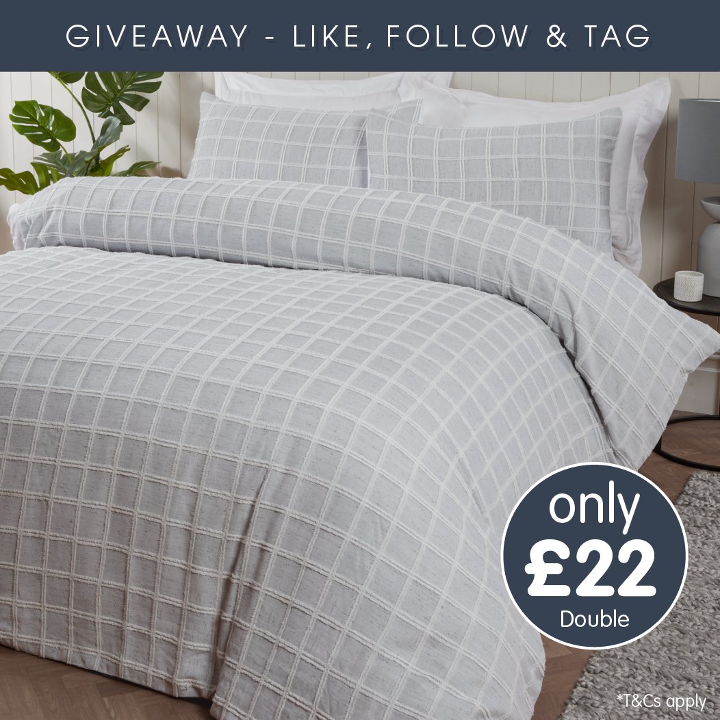 bmstores's tweet photo. 🛌 COZY #COMPETITION TIME 🛌!

We're giving away this super soft KING size Brie Tufted Check duvet set to ONE lucky winner 😴 🛌!

To be in with a chance to #WIN, simply 

1) FOLLOW US
2) RT
3) COMMENT #BMBedding!

Competition ends 9am 24/03/22 https://t.co/AsRgAheRYT