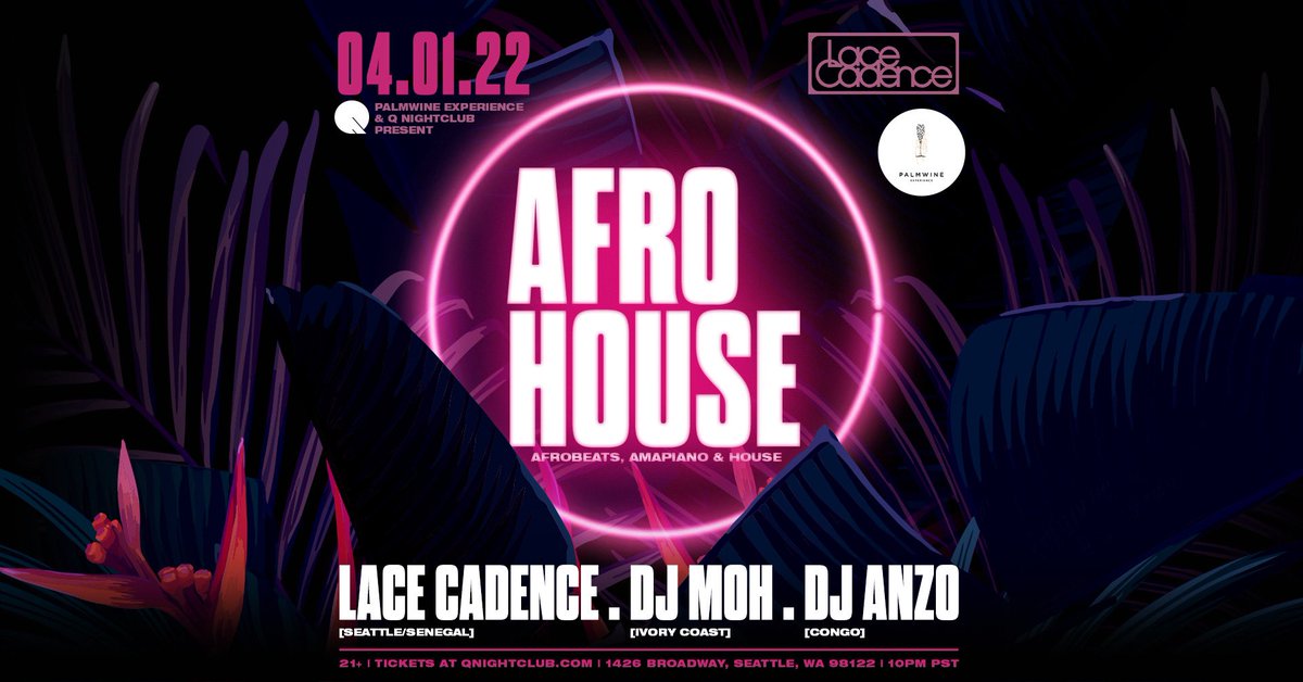 🚨Announcements keep on rolling!🚨
On April 1st, join us at AfroHouse for a night of AfroBeats, Amapiano, &amp; House music all night long!

With <a href="/LaceCadence/">Lace Cadence</a>, <a href="/KokobakaPapi/">Moh D 🇨🇮</a>, &amp; DJ Anzo.

🎫 bit.ly/3qdTbxB