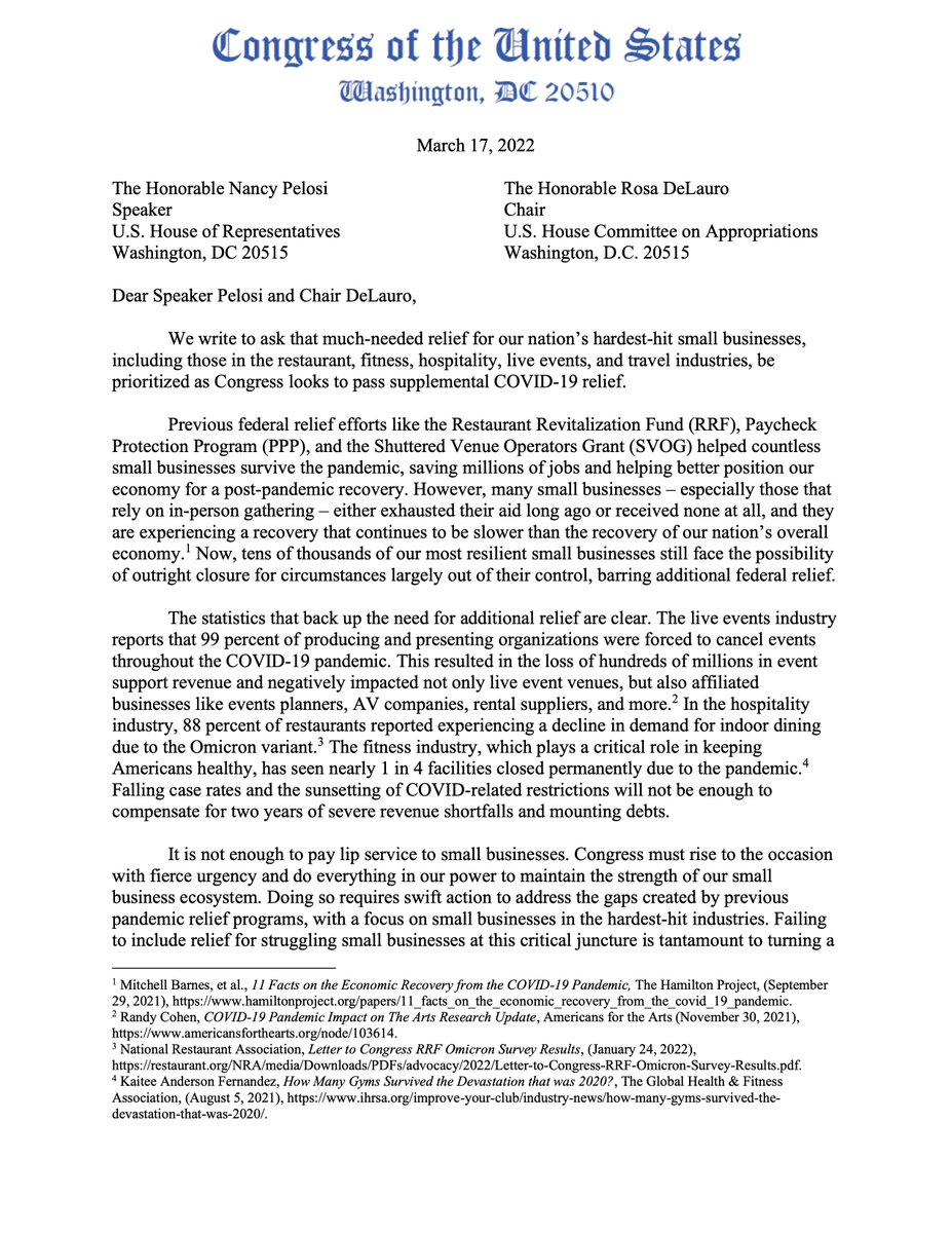 HealthFitAssoc's tweet photo. Thank you @RepDeanPhillips &amp; @RepMikeQuigley for your continued support! We hope seeing this long list of Congress members who signed onto this letter shows @SpeakerPelosi &amp; @rosadelauro that many small businesses are still in dire need of relief! #saveourgyms https://t.co/hhxMssdgdk